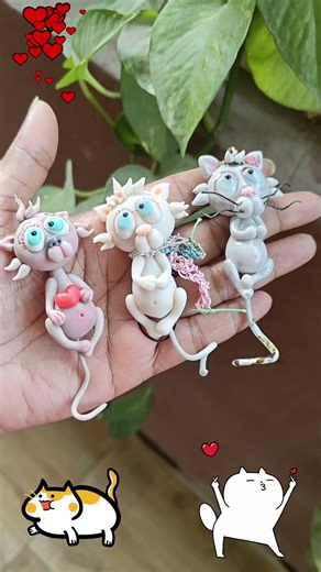 Clay cat charms 🫶♥️ #craftyhome #diykeychain #doll #cute #handmade #creativeclayideas #claydoll