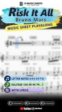 Risk It All by Bruno Mars | Music Sheet Playalong