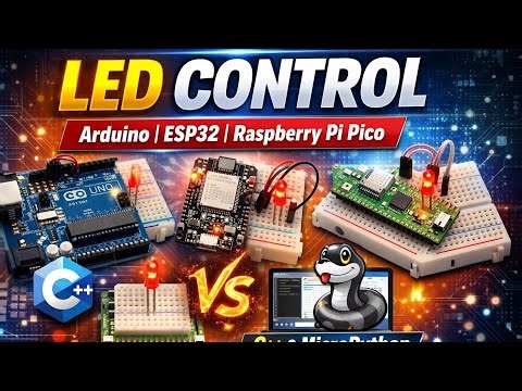 LED Control Using Arduino, ESP32 & Raspberry Pi Pico | C++ & MicroPython | Online Simulator