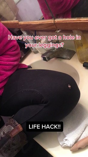 Works for all colored leggings as a tenporary fix. Life Hack! #theatypicalhustlers #leggings #holes #sharpie #lifehack #temporarysolution