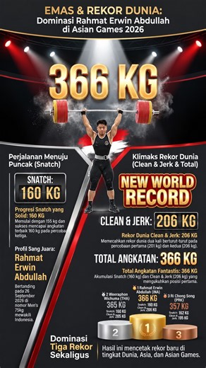 🇮🇩 RAHMAT ERWIN ABDULLAH JUARA! 🥇 EMAS + WORLD RECORD ASIAN GAMES 2026! 🔥