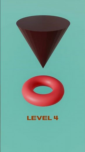 Torus vs Cone: 1 to 5 Levels 🍩📐 #animation #blender #3danimation #simulation #funny #fyp #physics