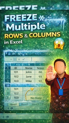 How to Freeze Single or Multiple Rows & Columns in Excel ❄️ Excel Tips #excelformula #exceltricks