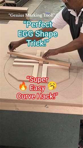 Genius Egg-Shape Marking Tool Perfect Curve Trick for Woodworkers 🔥✏️ #diy #carpentry #trick #shorts