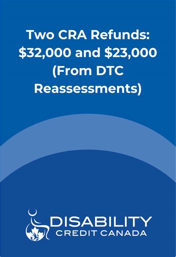Disability Tax Credit: Tax season is when many Canadians learn about the DTC too late. If CRA approves eligibility for prior years, past tax returns may be reassessed, which can sometimes result in significant refunds depending on tax history and approved years. ASD, ADHD, and prior denials can still be worth understanding. Free information is in our profile. #DisabilityTaxCredit #CRA #TaxRefundCanada #TaxSeasonCanada #ADHDCanada