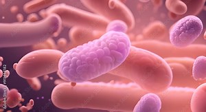 Micro bacterial Bacteria Colony Microbiome and Bacteria inside intestines Microbes inside human gut Gram positive bacteria abstract probiotic bacteria such as lactobacillus 3d animation moving 4k anim