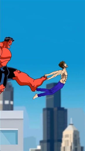 Red Hulk Kicks Hulk off the building Angry Hulk