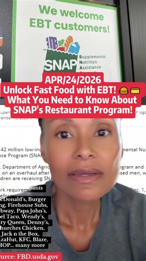 Unlock Fast Food with EBT! 🍔💳 What You Need to Know About SNAP's Restaurant Program! #SNAP #FastFood #FoodForAll #Viral #fyp #storytime #tiktok