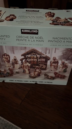 Setting up Kirkland hand painted nativity scene 14 piece Christmas decorations holiday decor