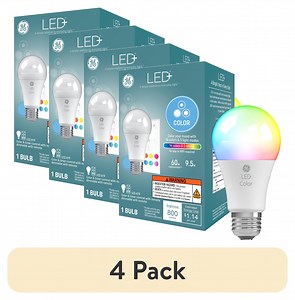 (4 pack) GE LED+ Color Changing LED Light Bulbs, 9.5 Watt, A19 Bulbs, Medium Base - Walmart.com