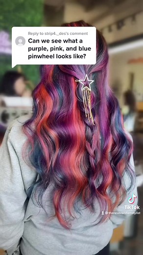 Pink Purple Blue Pinwheel Hair Dye Tutorial