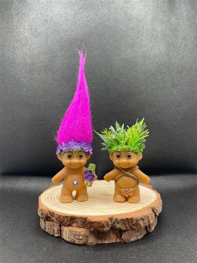 Vintage Troll Doll With Purple Hair and Green Hair - Etsy