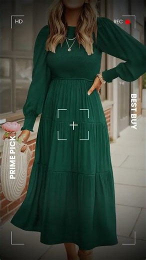 Smocking Pleating Multi-layer Large Swing Dress