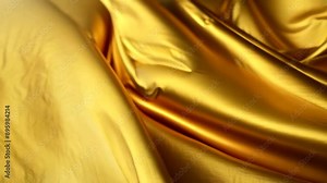 Satin gold silk fabric flowing in the wind forms a rich, dynamic backdrop for advertising luxury products