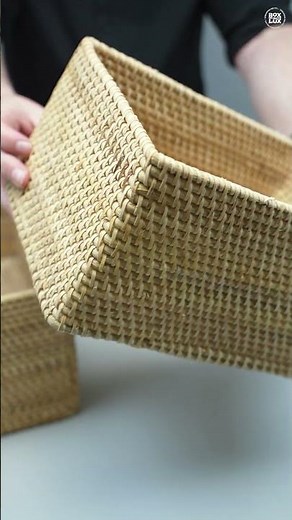 Elegante rattan opbevaringskurve med låg (Sæt med 2) - Skab orden med BOXdeLUX
