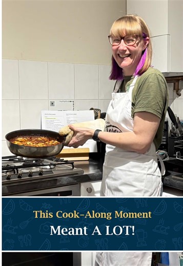 This moment from my last cook-along meant a lot to me. Rachel couldn’t wait for the next Cook-Along, and said she felt like she’d really achieved something. That’s exactly what these sessions are all about - helping people feel more confident and proud of what they’ve cooked, and bringing a little cooking joy back into their kitchens. If you’d like to cook along with me next time, we’ll be making cheat pizza and grown up Easter chocolate cornflake cakes on Wednesday 25th March at 4.30pm. You can