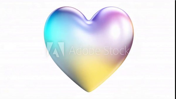 Iridescent pride heart emoji aesthetic trendy colorful pastel rainbow gradient pulsing, transforming colors seamlessly cut out isolated over clean white surface. romantic clip art element.
