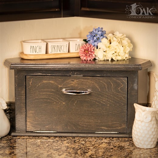 Handcrafted Bespoke Farmhouse Corner Bread Box: Rustic Wood Kitchen Storage Cabinet #3 - Etsy