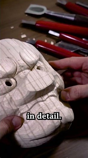 How Traditional Japanese Masks Are Hand Carved From Wood 😳🎭1