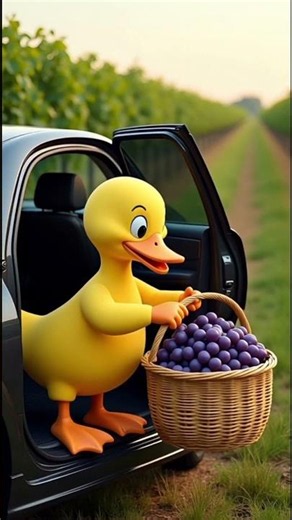 Yellow duck with grapes