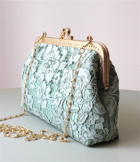 Bridal Bag Sage Green Wedding Clutch Vintage Purse Evening Bag Mother of the Bride Bag - Etsy