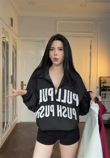 Áo khoác gió nữ nam: review 3 màu đen trắng đỏ, mix cực xinh