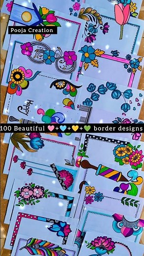 100 Beautiful pink 🩷 Border designs in just one minutes 😍 #frontpagedesign #shorts