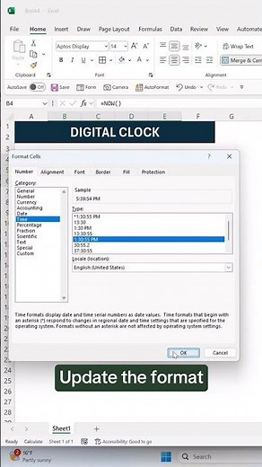 How to Insert a Digital Clock into Your Worksheet ⏰