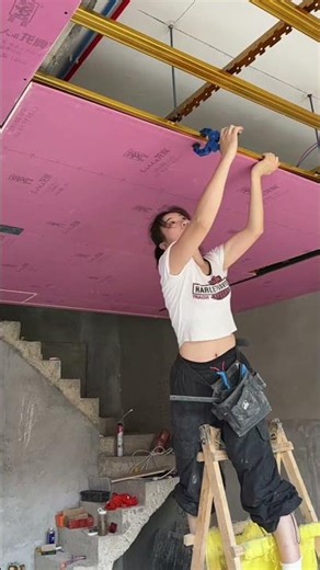 Light Steel Frame Ceiling Installation #craftsmanship #woodworking