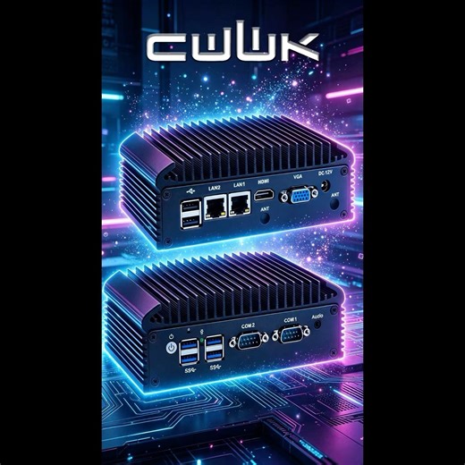 CWWK C67D-S Fanless Industrial PC 8130U/8250U/8550U , 2 x RJ45 LAN 2 x RS232/485 COM DDR4 6USB