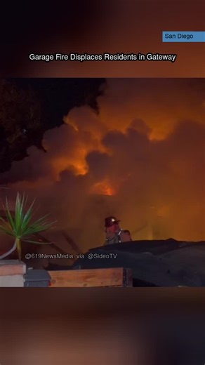 Sideo TV on Instagram: "#GATEWAY (San Diego) - December 19, 2025 Garage Fire Displaces Residents Address: 4206 Posey Pl, San Diego Agencies: SDPD, SDFD Dispatched: 9:27 PM 📹 @619NewsMedia Injured? We are on your side. www.pedramlaw.com @pedram.law"