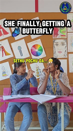 Finally she getting a butterfly | VID College #tiruvannamalai #fashionart #fashiondesign #fun