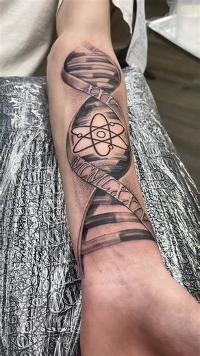 Personalized DNA Tattoo Design in Black & Grey