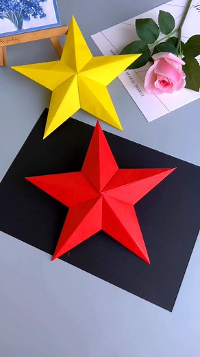 Let’s make a beautiful three-dimensional five-pointed star by hand during National Day! #NationalDAY #Manual #Handmade #Origami #ParentChild #homemade #handicraft #star #art #idea #design paper craft ideas | paper craft ideas