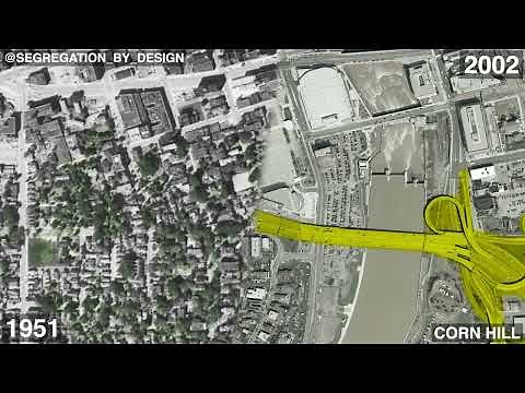 Rochester, NY, before and after highway construction and highway removal