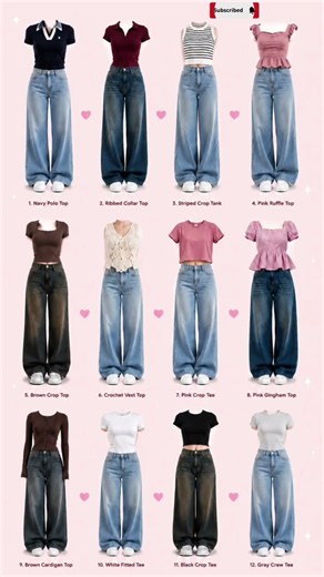 12 Trendy Wide-Leg Jeans Outfits | Cute Casual Tops & Everyday Fashion Ideas ✨ #shorts #ytshorts