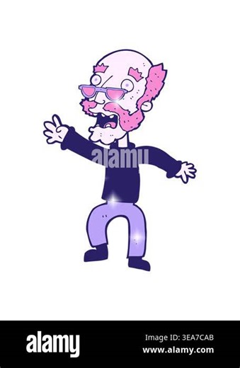 glitter effect animation of cartoon frightened old man Stock Video Footage - Alamy
