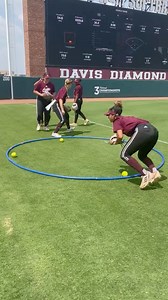 Texas A&M infielders getting after it early this fall! Love this drill for moving in posture, footwork (lateral shuffle), playing through the backhand, and practicing at game speed 🎥 : @aggiesoftball . . . . . #softball #baseball #fastpitch #repost #infield | Coach Steinman