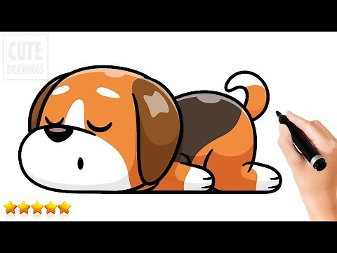 How to Draw a Sleeping Dog Easy And Step by Step 🐶