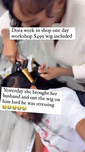 @dora95thhair on Instagram: "Catch my one day work in shop with Dora $500 wig workshop Would your husband let put a wig on him so u can understand the install process !? She flew in on Monday with her husband because she doesn’t have friends or anyone to be her client She did a one day work in shop with Dora $500 Wig provided by me One thing we learned is that a man head is way different from a woman lol 😂"