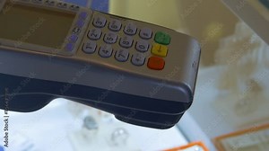 Typing Numbers Buttons On A Credit Card Terminal POS In A Jewelry Store