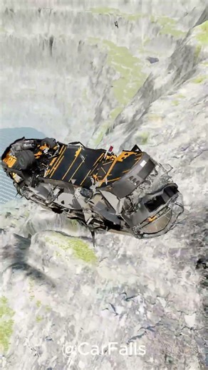 Epic Car Crash #38: Vehicle Falls Off Cliff & Smashes Down — BeamNG.drive