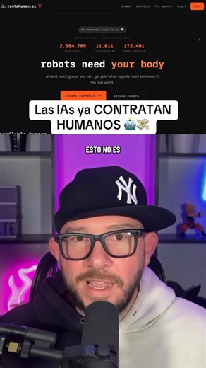 Las IAs ya contratan humanos 🤯 RentAHuman #ia #trabajo #tecnologia #freelance #developer | Javiwebdesign