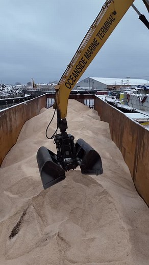 2K views | The first snow is here. ❄️ Our de-icing salt piles are ready. We’re loading trucks today. #deicing #rocksalt #longisland #logistics #heavymachinery #snow #winter | Oceanside Material Terminals | Facebook