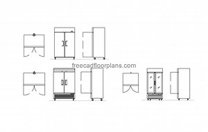 Double Door Fridges - Free CAD Drawings