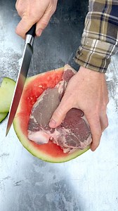 He cooked a steak inside a watermelon #grilling #steak #meat #watermelon #summertime | Jennifer Harrison
