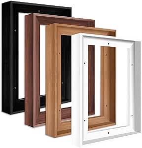 Canvas Floater Frames Kit 1.25" Deep Floating Frame Wall Art Decor Finished Canvas Panels & Stretched Canvas Boards(8"x8",Dark Borwn)