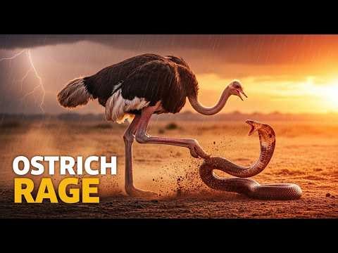 King Cobra Regrets Messing With This Ostrich Family | Animal fights