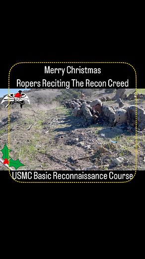The Marine and Sailor students of @recontrainingcompany Basic Reconnaissance Course class 1-23 reciting The Creed and cranking out 25-5 for their short break during the “death hike” to finish off 2nd Phase (Patrol Phase). At this point in their training the students have gone days without sleep and are operating off their muscle memory on “auto pilot” as they dredge their way to extract through gas and enemy contact carrying a myriad of gear and casualties with them … Merry Christmas Ropers 😈🎄
