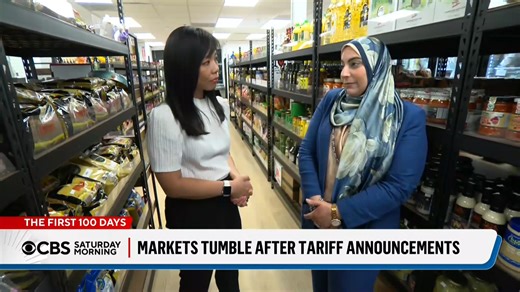 15K views · 237 reactions | Stocks tumbled for a second straight day as concerns about the economic fallout from new U.S. tariffs and the prospects of a global trade war grow. President Trump argues that his policies will help small and big businesses, but JP Morgan's economic team released a new prediction putting the chances of a near-term recession at 60%. | CBS Mornings | Facebook